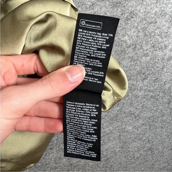 & OTHER STORIES Dress Size Small Womens Green Check Short Puff Sleeve A Line - Picture 11 of 13